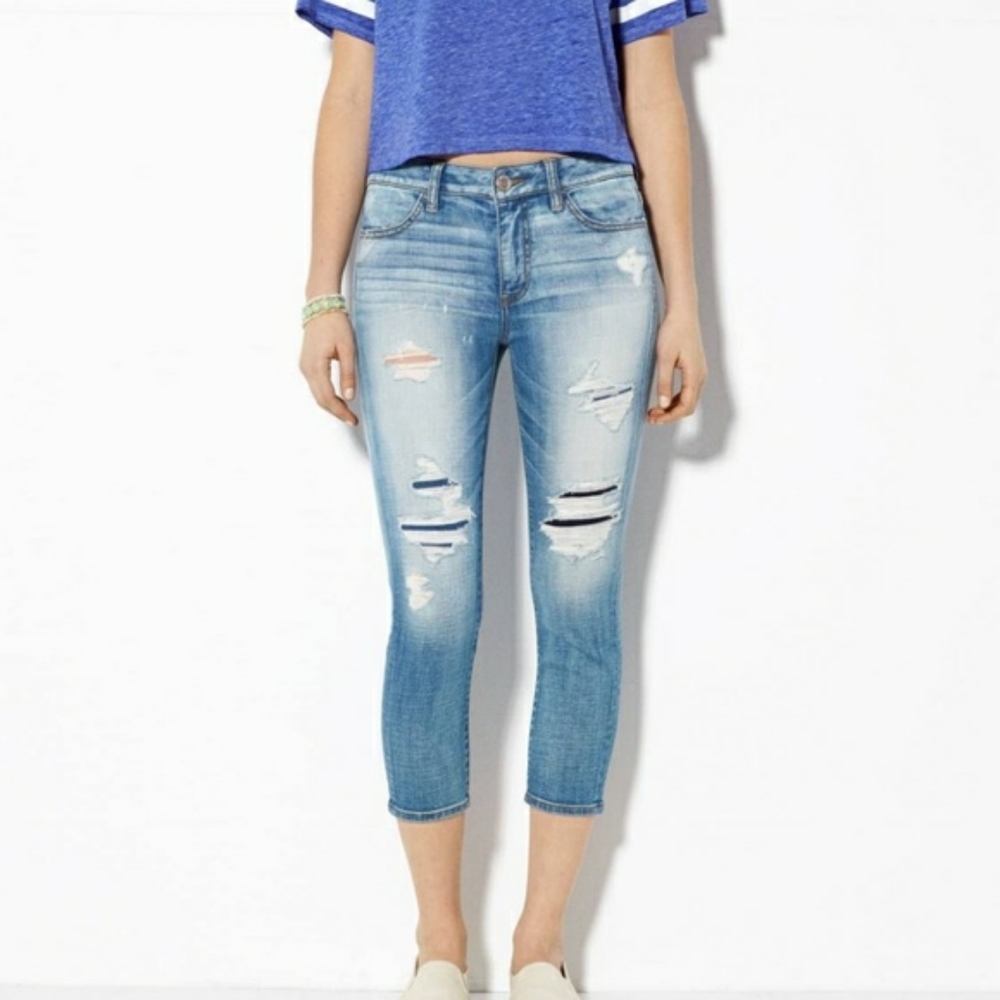 American Eagle hi rise crop jeggings SZ 0